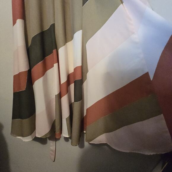 Hutch Anthropologie Abstract Wrap Maxi Dress Womens LG Green Geometric Flowy - Picture 8 of 16